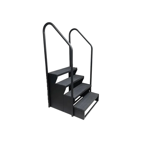 Black - 4 Tier Swimspa Steps with Handrails